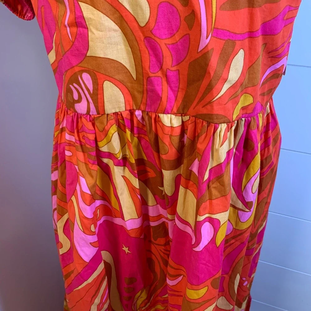 NWT 1. State Maxi Dress Cutout Back Pink Orange Retro P
Puff Sleeve Women L Boho - Picture 5 of 13